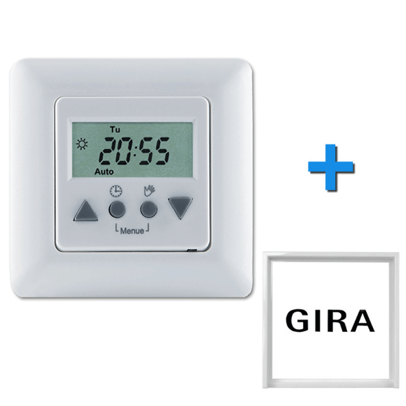 VestamaticTime Control Zeitschaltuhr + "GIRA" Zwischenrahmen nach Wahl, signalweiss